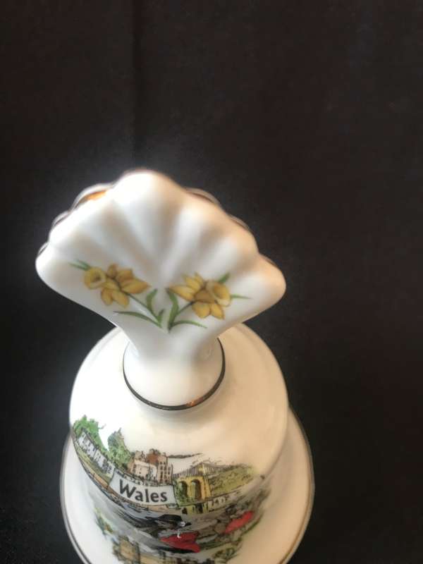 Souvenir of Wales Porcelain Bell, Bone China Decorative Bell