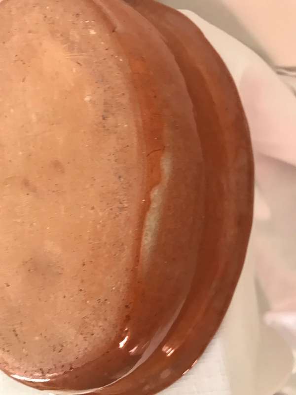 Pottery Bowl Glazed Etching Strawberries design inside