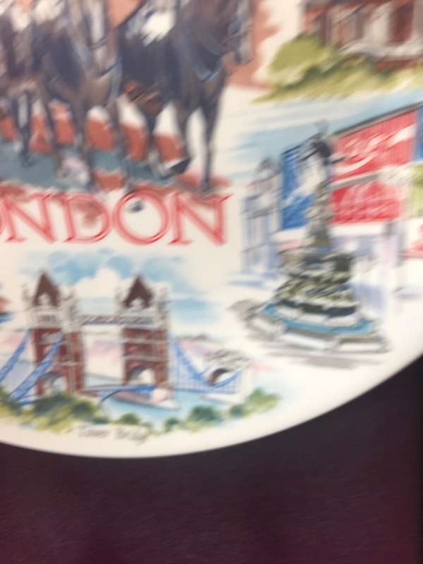 collectible plate London souvenir porcelain Lambert of London decoration and English spaniel ashtray