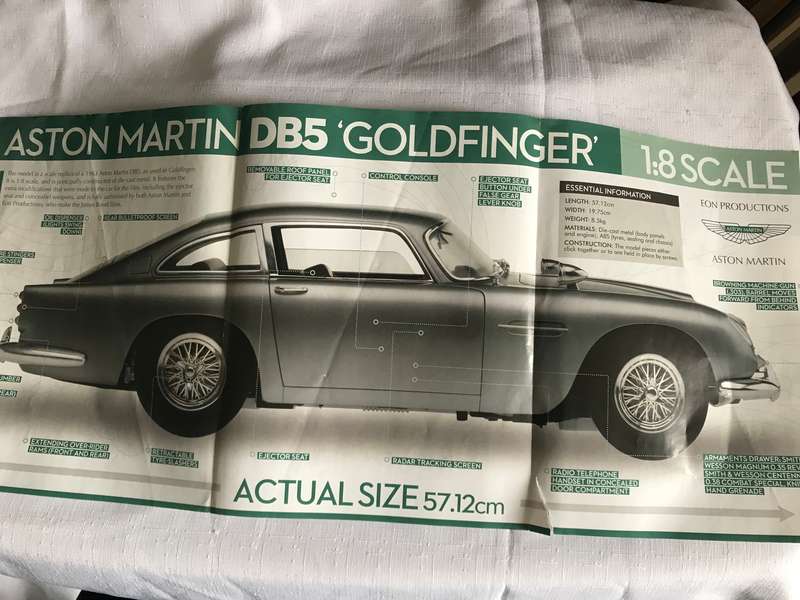 Aston Martin DB5 Goldfinger 1:8 scale Poster 63cm wide and 27cm high