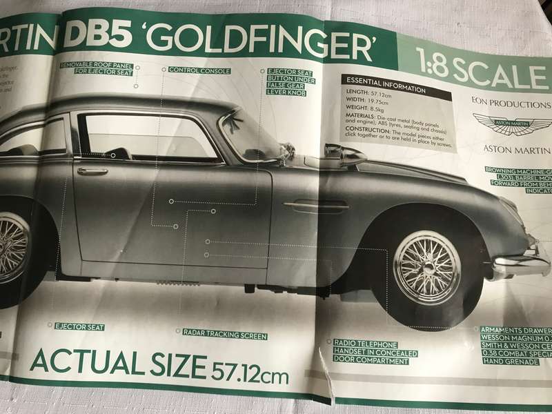 Aston Martin DB5 Goldfinger 1:8 scale Poster 63cm wide and 27cm high