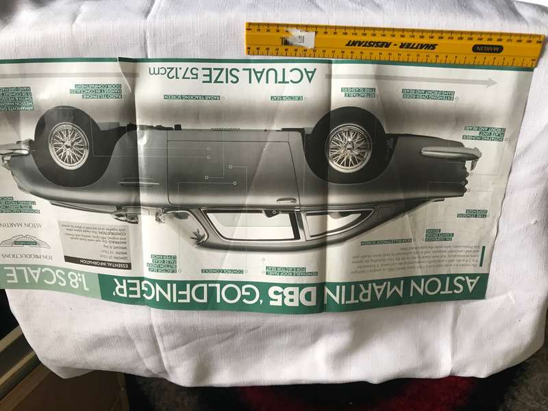 Aston Martin DB5 Goldfinger 1:8 scale Poster 63cm wide and 27cm high