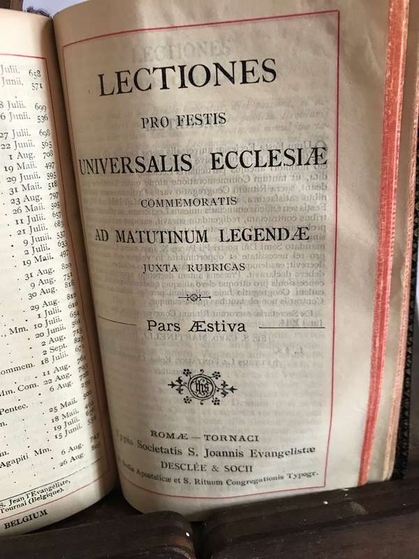 Latin Breviarium Romanum 1926 Table of Sermons for Entire Year