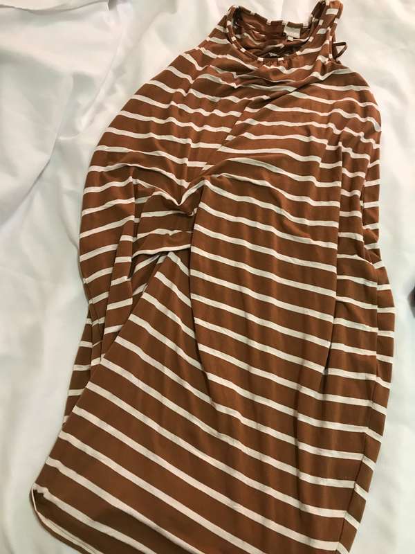 Brown stripe dress size 34 Truworth