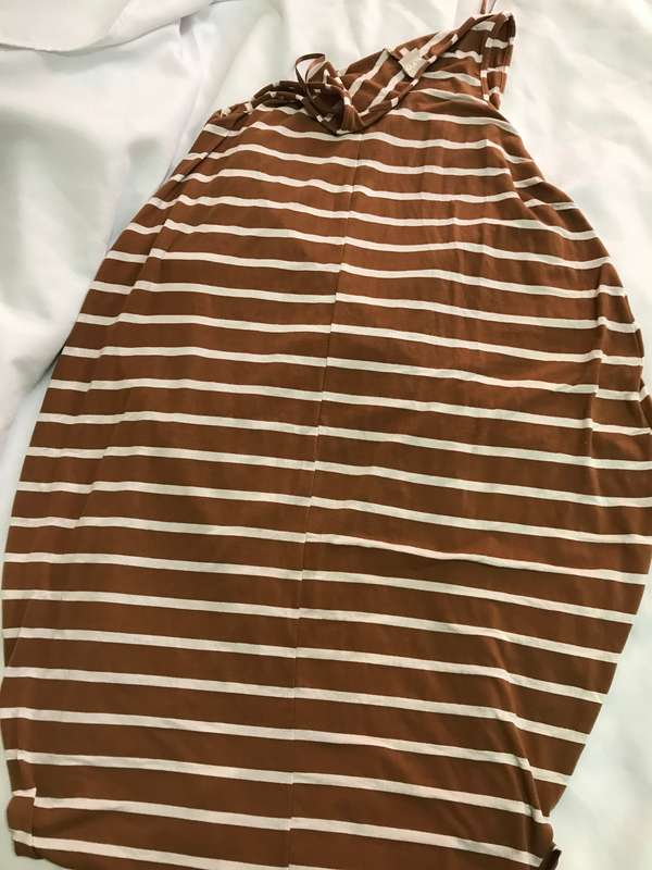 Brown stripe dress size 34 Truworth