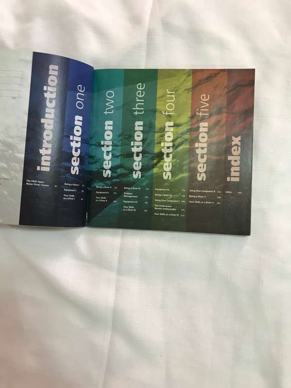 Course Material: Open Water diver manual PADI