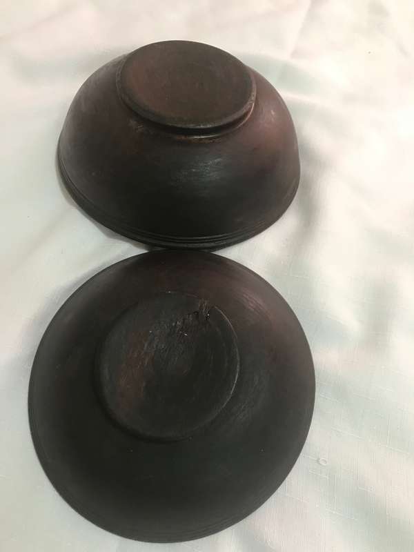 Tribal African Wooden Food Bowl Vintage Dark Hard Wood with Lid