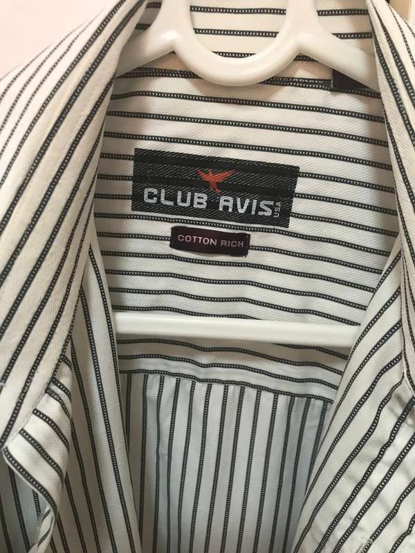 Club Avis Shirt Mens Made in USA size large black stripe