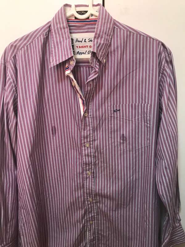 Paul and Shark Shirt Long Sleeve stripe purple size large