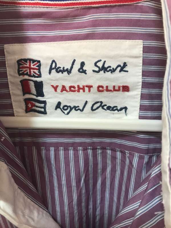 Paul and Shark Shirt Long Sleeve stripe purple size large
