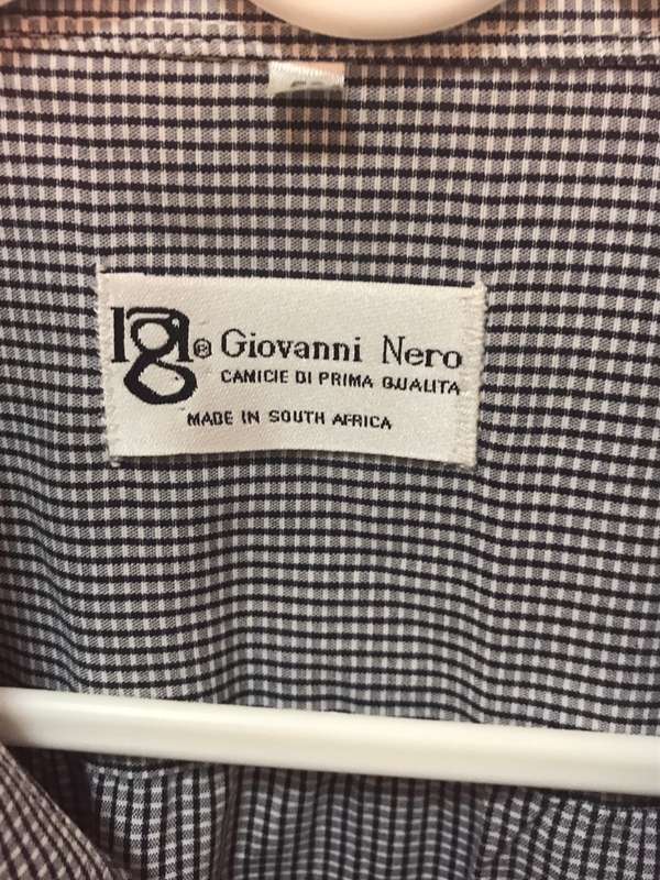 Giovani Nero Shirt Mens Long Sleeve Check Black size 50
