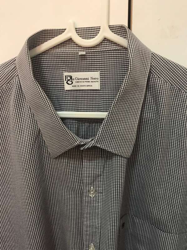 Giovani Nero Shirt Mens Long Sleeve Check Black size 50