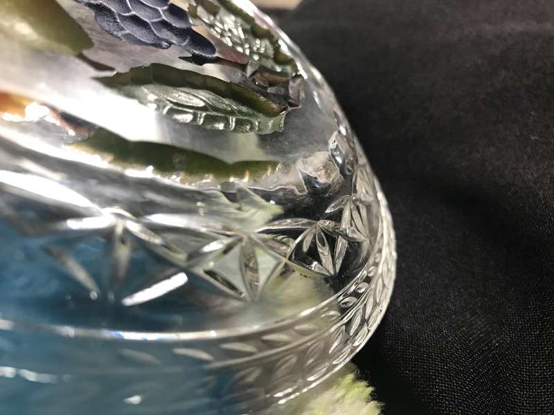 Stunning Glass plates Carved out fruit bottom (visible fruit both sides) x 6