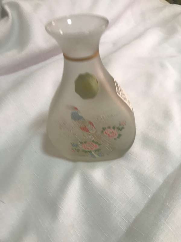 Glass Frosted Perfume Bottle Flower Painted on