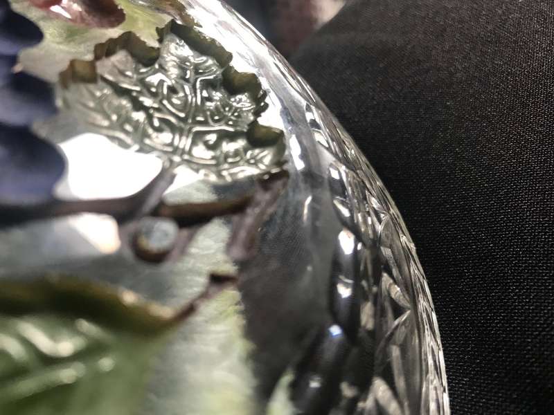 Stunning Glass plates Carved out fruit bottom (visible fruit both sides) x 6