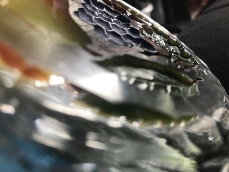 Stunning Glass plates Carved out fruit bottom (visible fruit both sides) x 6