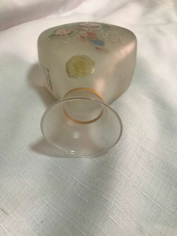 Glass Frosted Perfume Bottle Flower Painted on