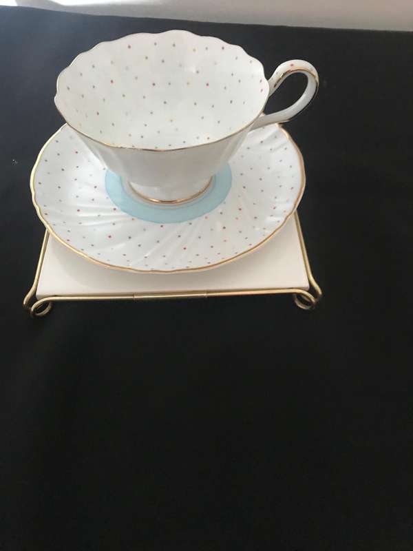 William James cup and saucer with Decorative Porcelain Tile Coaster Featuring Dog Portrait,