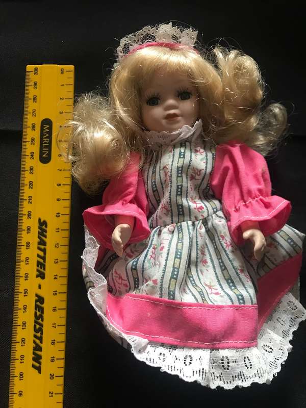 Porcelain doll blonde hair small
