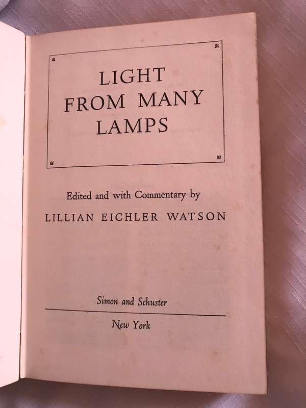Light from Many Lamps Hardcover   by Lillian Eichler Watson