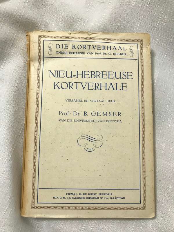 Nieu-Hebreeuse Kortverhale Prof. Dr. B. Gemser 1933