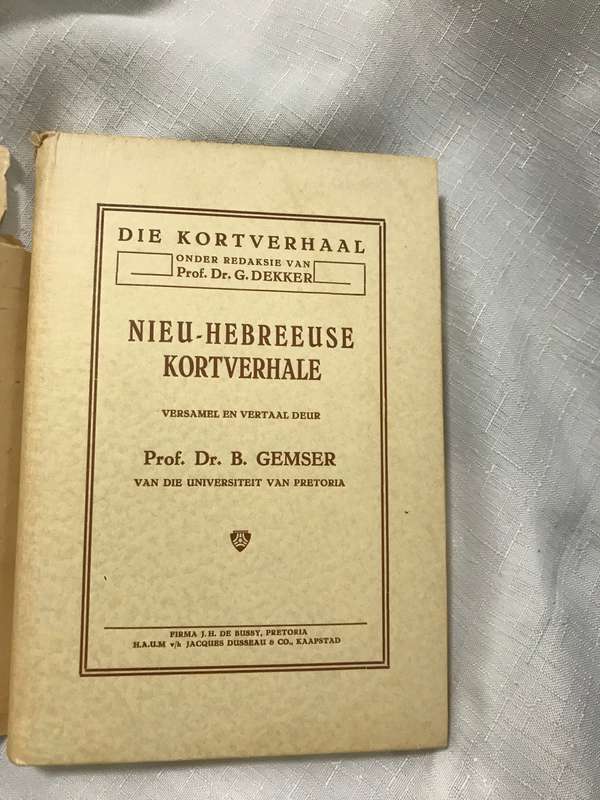 Nieu-Hebreeuse Kortverhale Prof. Dr. B. Gemser 1933