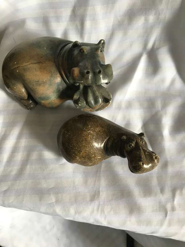 Hippopotamus Hippo Adult and Calf Animal realistic sculpture