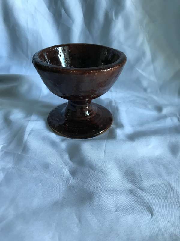 Ceramic Goblets Glazed Brown Set of Four Porcelain Pottery