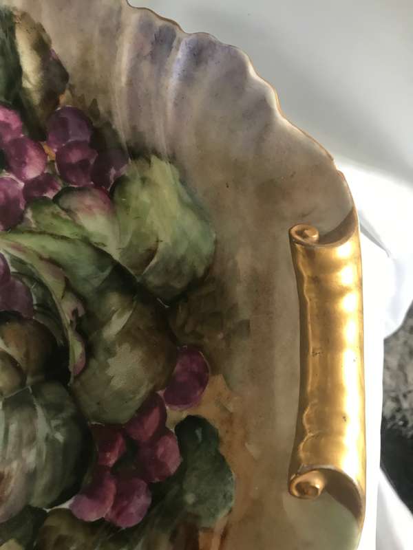 Royal Rudolstadt Prussia Antique 1919 engraved at back of bowl Hand Painted with gold rim