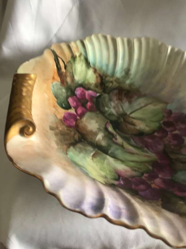 Royal Rudolstadt Prussia Antique 1919 engraved at back of bowl Hand Painted with gold rim