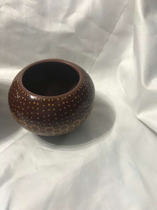 Tribal Clay Pots Ceramic with Tribe Patterns Three Variants Two pots