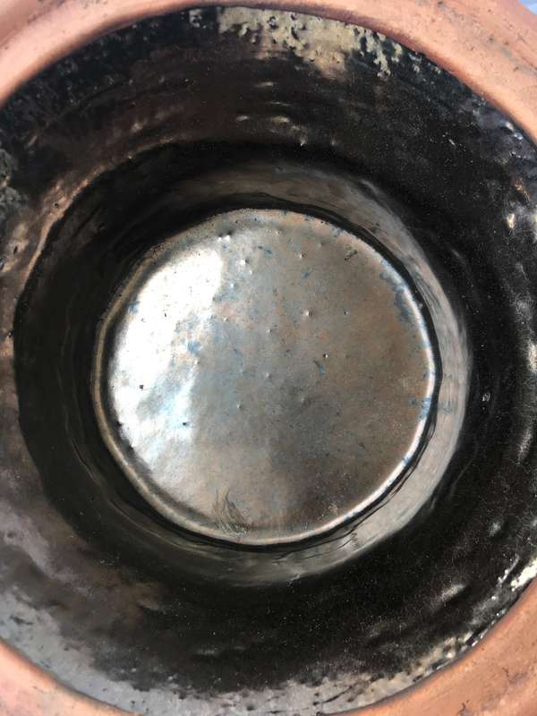 Clay cooking pot with lid glazed inside