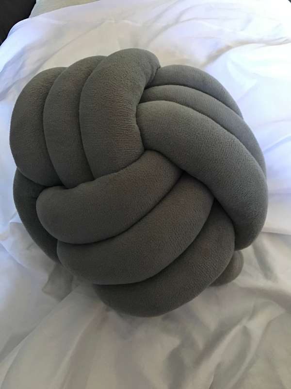 Decorative Knot Pillow Ball Shape Soft Plush Modern Cushion grey