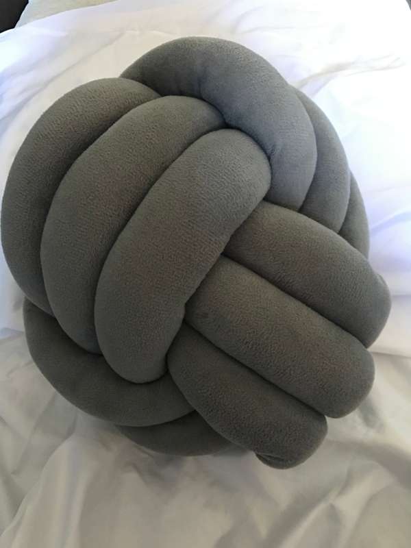 Decorative Knot Pillow Ball Shape Soft Plush Modern Cushion grey