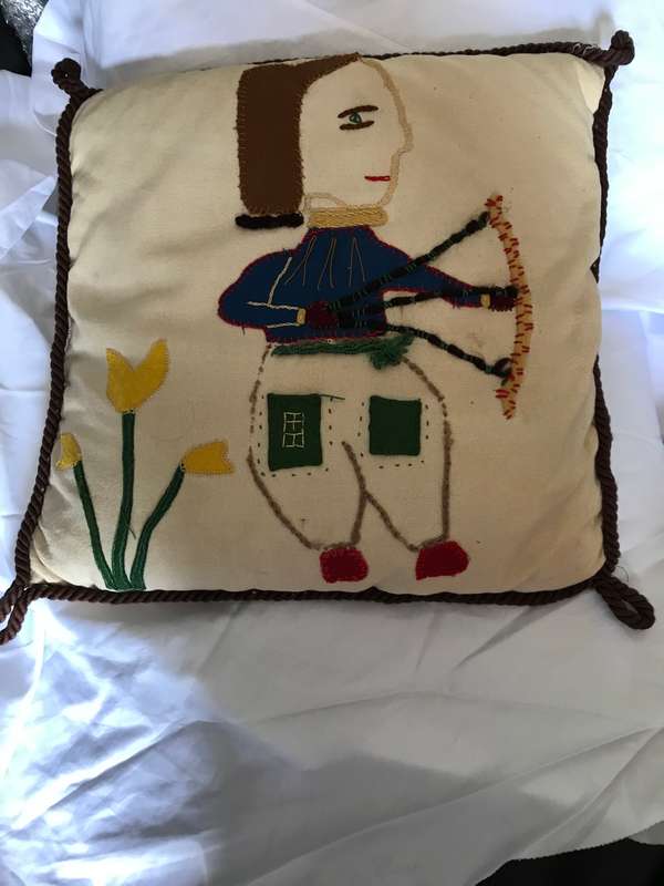 Vintage embroidered cushion and cover