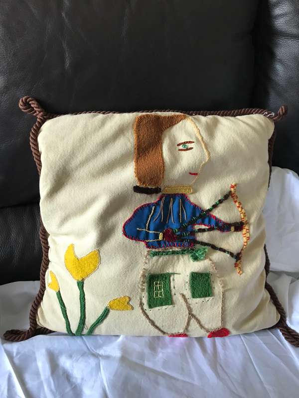Vintage embroidered cushion and cover