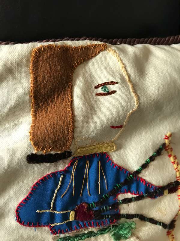Vintage embroidered cushion and cover
