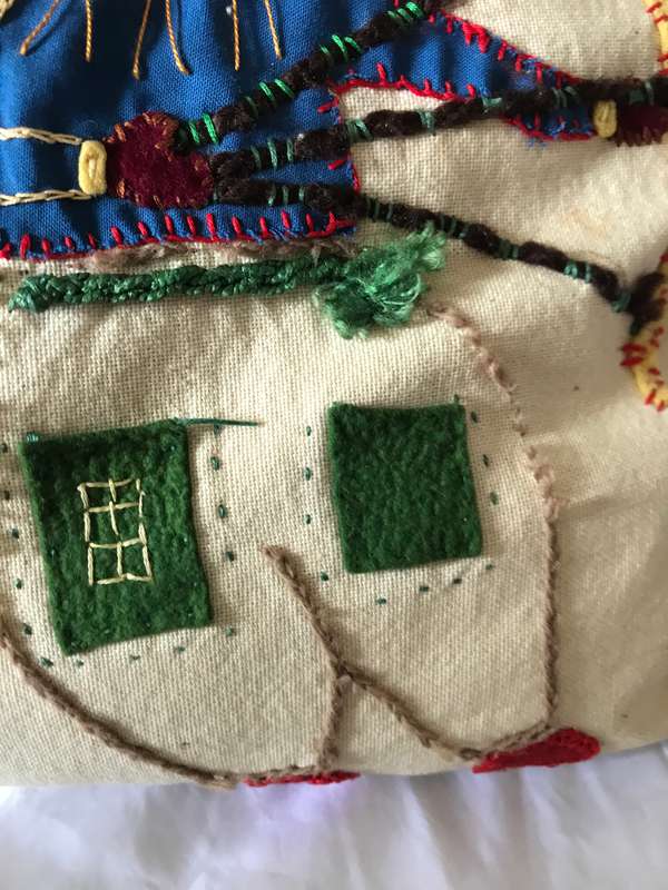 Vintage embroidered cushion and cover