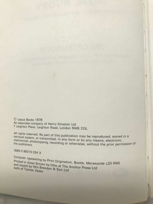 Total Rugby: Fifteen-man Rugby for Coach and Player Hardcover 1978