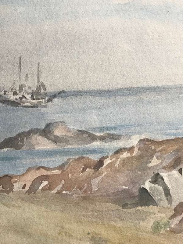 V Turner Water Colour Painting signed dated 1951 mid 20th century frame 55cm x 47cm