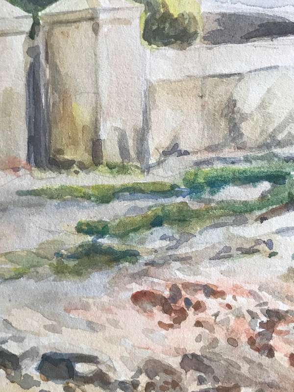 V Turner Water Colour Painting signed dated 1951 mid 20th century frame 55cm x 47cm
