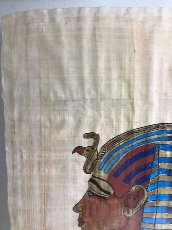 Papyrus Pharaoh Side Profile Painting in Metal Frame Screws Disassemble 61cm x 51cm
