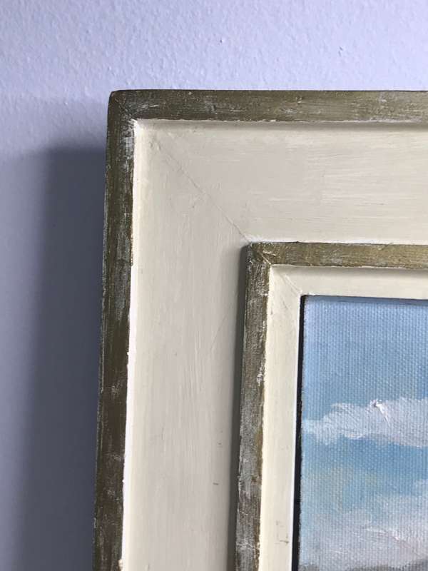 Oil Painting on Board Vineyard Man Mountain Sky Landscape frame 68cm x 59cm MID 20th Century