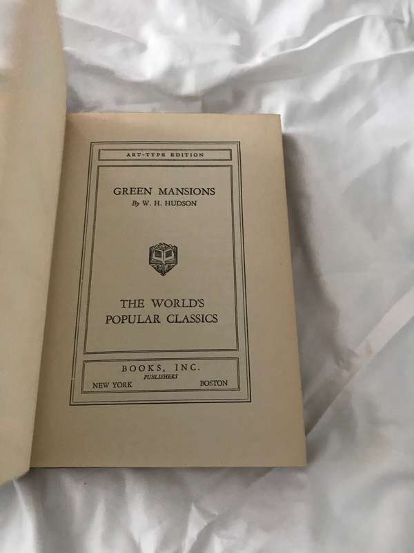 Vintage book, Green Mansions by W.H.