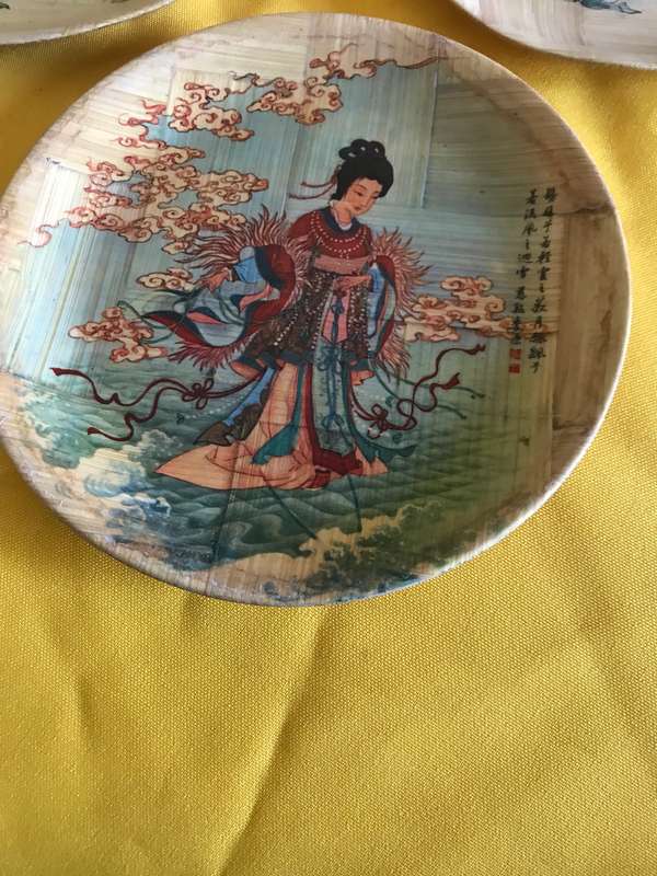 Vintage Set Of 6 Bamboo Plates Made In Taiwan