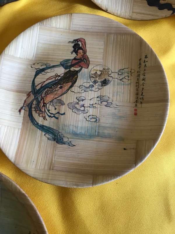 Vintage Set Of 6 Bamboo Plates Made In Taiwan