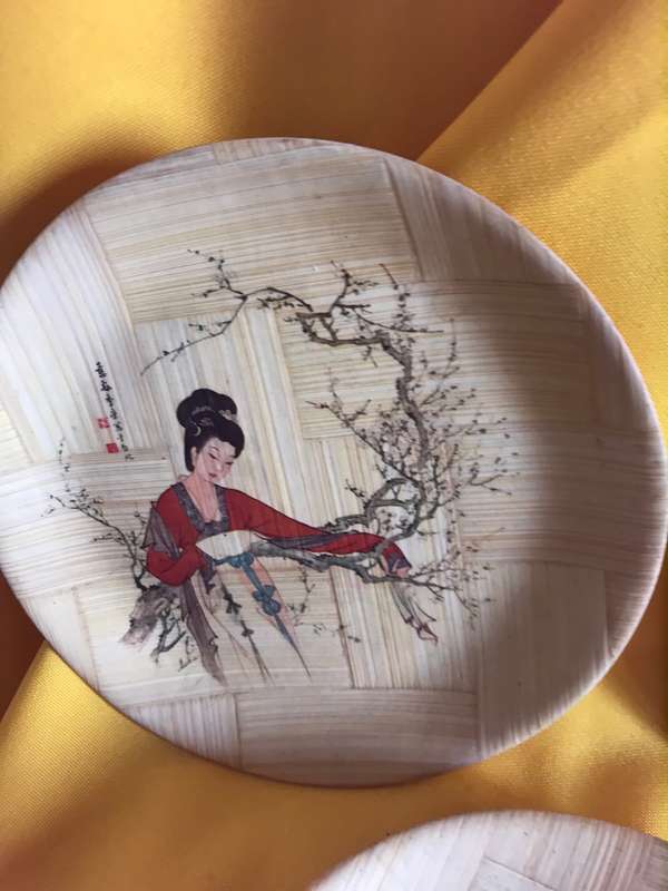 Vintage Set Of 6 Bamboo Plates Made In Taiwan