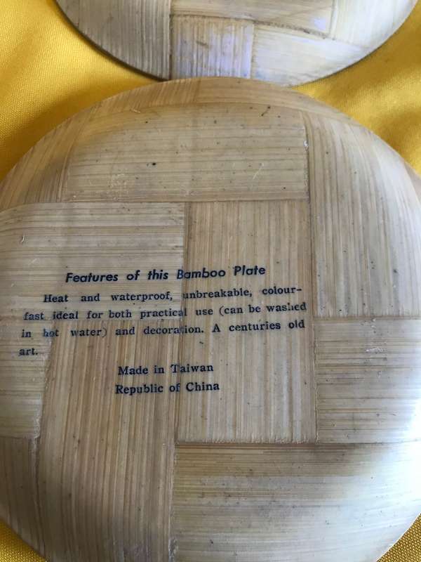 Vintage Set Of 6 Bamboo Plates Made In Taiwan