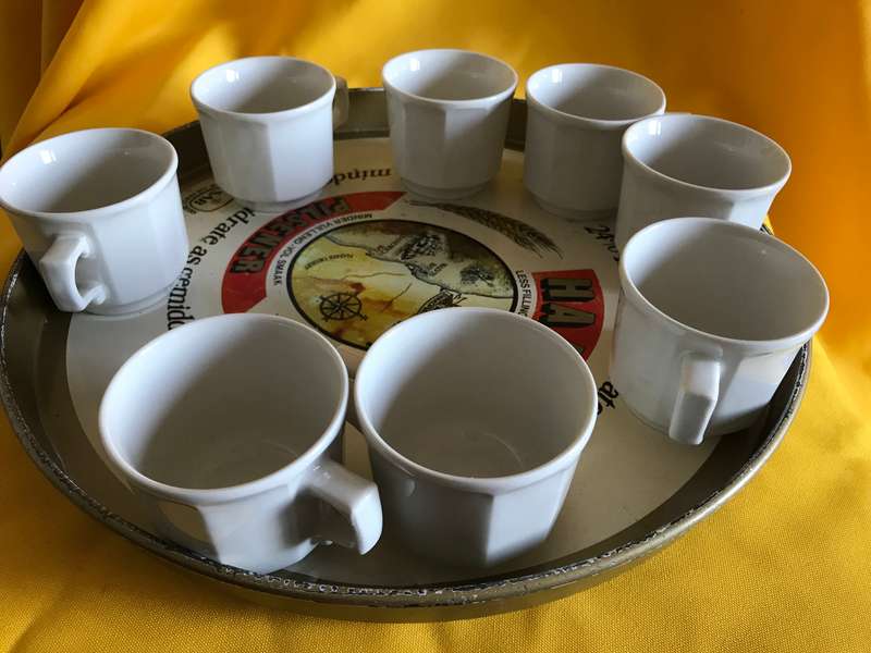 Espresso  cups 8 and sauces 8 with tray Continental china supra dura