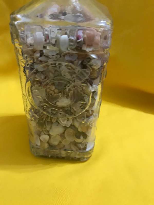 Vintage Style Embossed Glass Bottle With Mini Shells Ornament Home Decor Gift